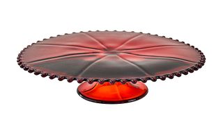 IMPERIAL GLASS CANDLEWICK RED PEDESTAL CAKE PLATE