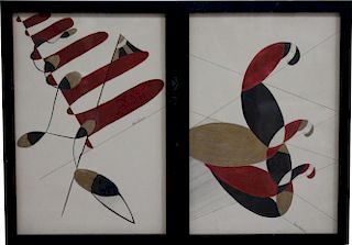 (2) Mardi Spanye '31 Abstract Watercolors
