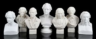 Seven Parian Busts of Poets and Philosophers