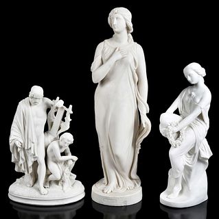 Three Large Standing Parian Figures 