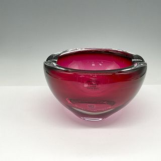 Goran Warff for Kosta Boda Art Glass Bowl, Raspberry