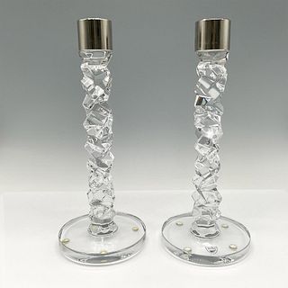 Pair of Orrefors Crystal Candlestick Holders, Carat