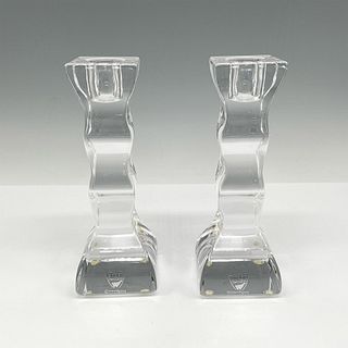 Pair of Orrefors Crystal Candle Stick Holders
