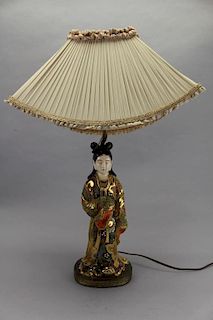 Japanese Satsuma Figural Lamp