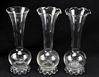IMPERIAL GLASS CANDLEWICK CRIMPED BUD VASES