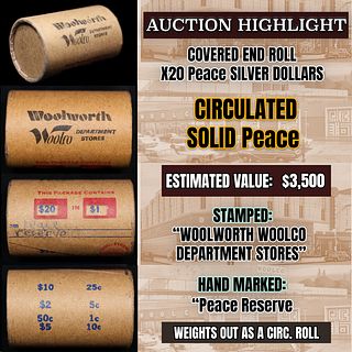 High Value! - Covered End Roll - Marked " Peace Reserve" - Weight shows x20 Coins (FC)
