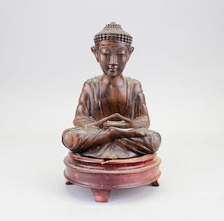 Carved Balinese Seated Buddha, Signed
