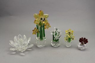 (5) Crystal Floral Pieces