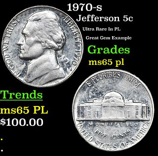 1970-s Jefferson Nickel 5c Grades GEM Unc PL