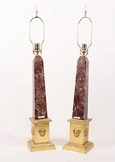 Pair of Marble Obelisks Converted into Lamps