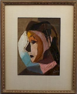 Signed, 20th C, Mixed Media Portrait of a Woman