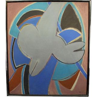 Modernist Abstract Composition, Monogrammed