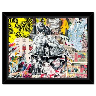 Mr. Brainwash, "Work Well Together" Framed Unique (UNIQ) Mixed Media, Hand Signed with Certificate of Authenticity.