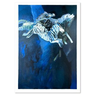 Edwin Salomon (1935-2014), "Zebras in Blue" Limited Edition Serigraph, Hand Signed and Numbered; Letter of Authenticity.