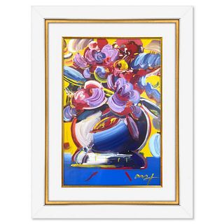 Peter Max, "Abstract Flowers (2007)" Framed One-of-a-Kind Acrylic Mixed Media (48.5" x 36.5"), Hand Signed with Registration Number Certifying Authent