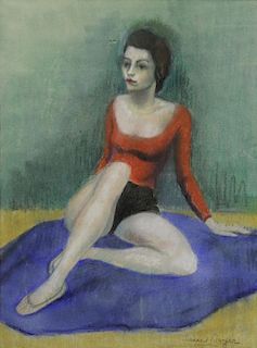 SOYER, Isaac. Pastel on Paper. Seated Dancer.