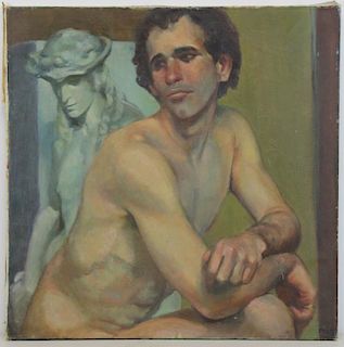PAGE, Evelyn. Oil on Canvas. Male Nude Model
