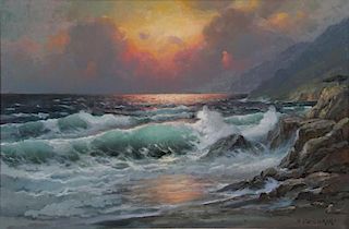 DZIGURSKI, Alexander. Oil on Canvas. Sunset