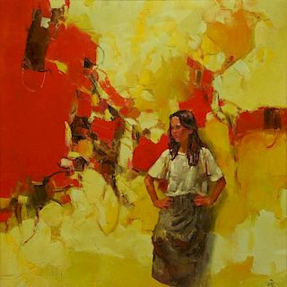 DOTTI, Rodolfo. Oil on Canvas. Standing Girl.