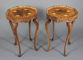 Pair of French Louis XV Style Inlaid Side Tables