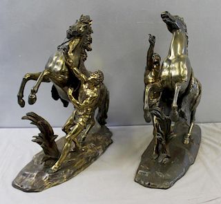 A Pair of Bronze Marly Horses.