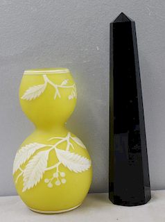 A Signed Vennini Cobalt Obelisk and A Galle Style