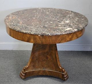 Antique Continental Walnut and Marbletop Center