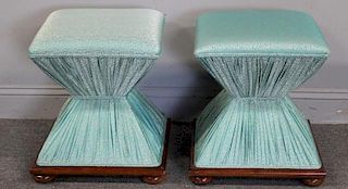 Pair of Decorative Modern Ottomans with Fabric