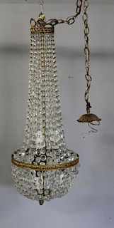Balloon Form Gilt Metal and Crystal Chandelier.