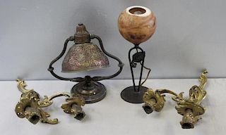 Lot of Antique Lighting To Inc, a Pair of Bronze