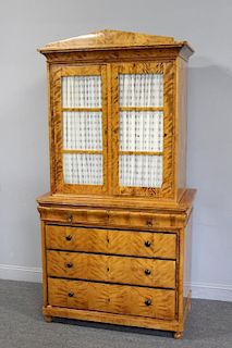 Antique Biedermeier Bookcase Cabinet.