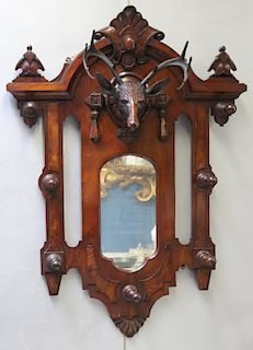 19th Century Black Forest Carved and Mirror Back