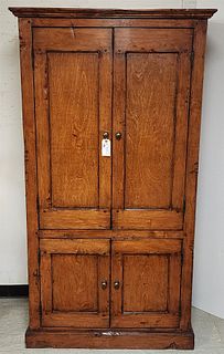 Contemp Inlaid Wood Distressed 4 Door Cabinet 6'6"H X 42"W X 25 1/2"D