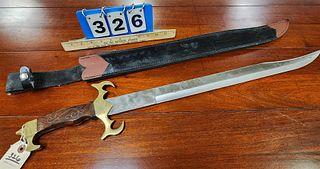 Stainless Pakistani Sword 30" + Leather Sheath