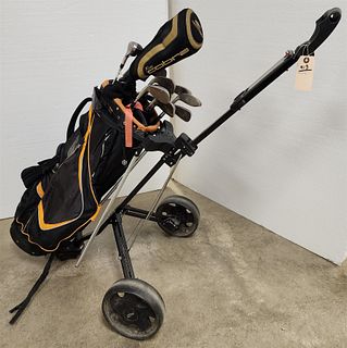 Bag Boy Dee W Golf Caddy W/ Golf Clubs 