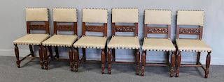 Set of 6 Spanish Revival Style Studded Side Chairs