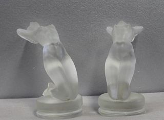 LALIQUE, Pair of Signed Hood Ornaments?.