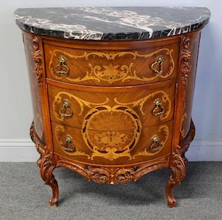 Marbletop Demilune Commode.