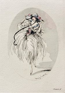 Louis Icart - Untitled (Girl in hat)