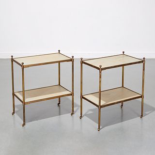 Maison Jansen (attrib.), brass tiered side tables