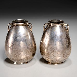 Buccellati, pair .800 silver vases