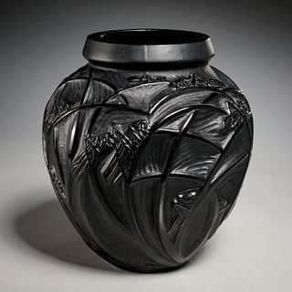 Rene Lalique (attrib.), "Sauterelles" vase