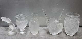Laliqe Glass Lot Including a Sylvie Bird Vase.