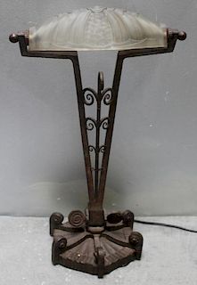 Art Deco Wrought Iron Table Lamp.