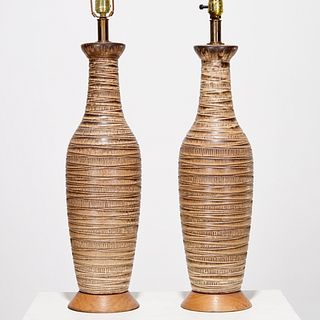 Lee Rosen for Design Technics, pair ceramic lamps