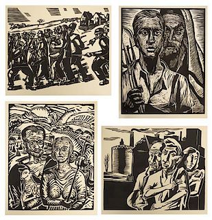 Various Artists, (American, early 20th century), A Gift to Biro-Bidjan, 1937 (nine of the fourteen woodcuts)