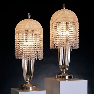 Emile-Jacques Ruhlmann (after), pair table lamps