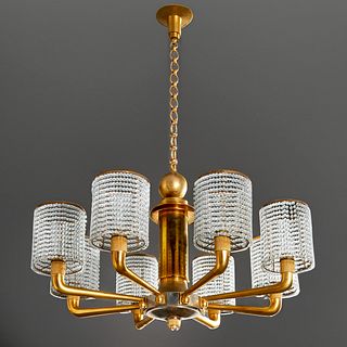Emile-Jacques Ruhlmann (attrib) 8-light chandelier