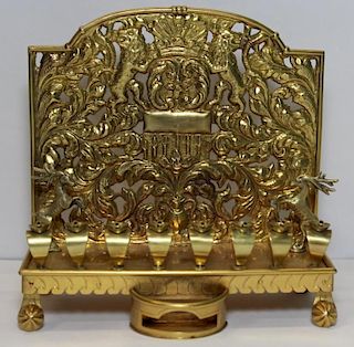 JUDAICA. Antique Russian 14kt Gold Menorah.