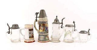 Collection of 6 German Tankards or Bier Steins